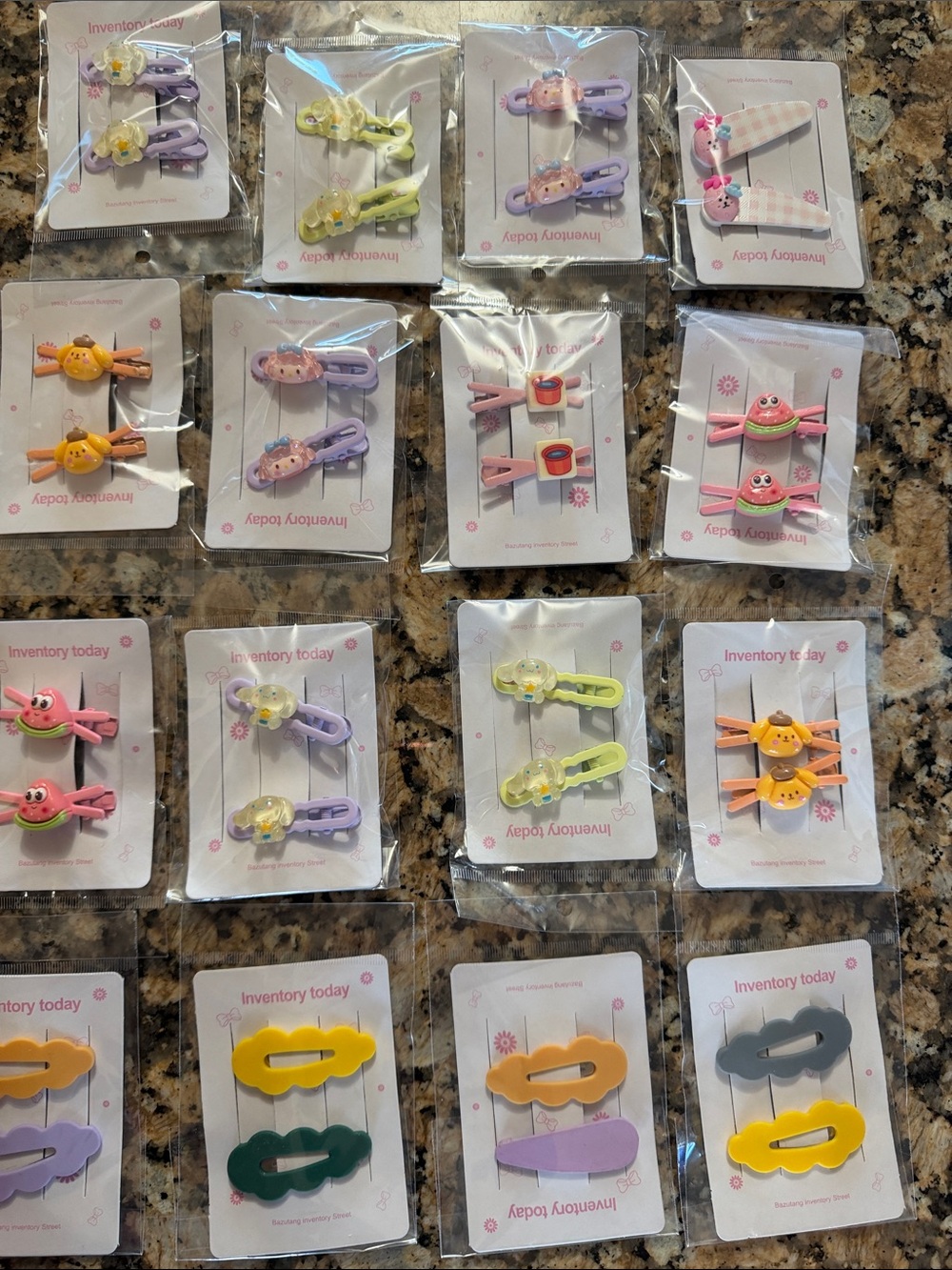 New Kids Cute Character Hair Clips - Assorted Pink, Purple, Yellow, Green 16 pkg
